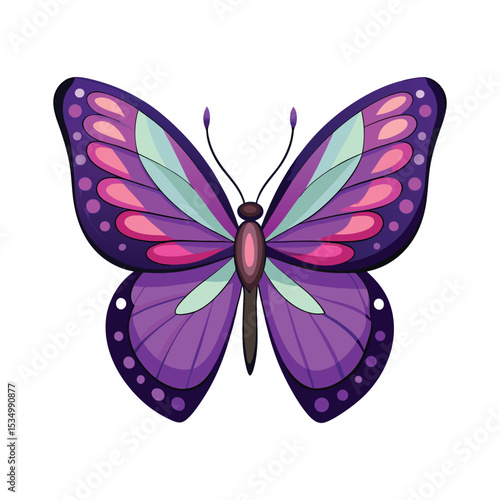 beautiful purple butterfly isolated on white background.