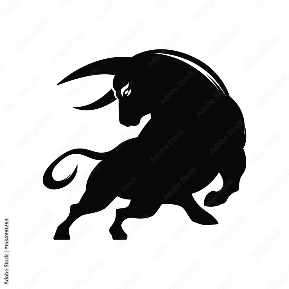 Fototapeta premium bull logo aggressive vector design concept silhouette style