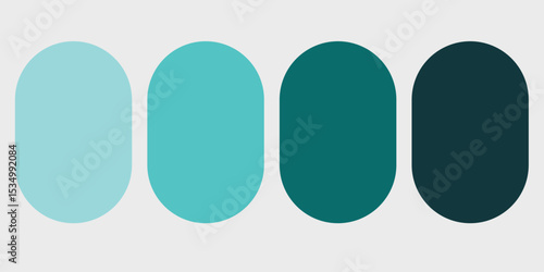Ocean Blue Color Palette, Blue Color Code Guide Palette. Sea Blue Colors Palette Vector. 