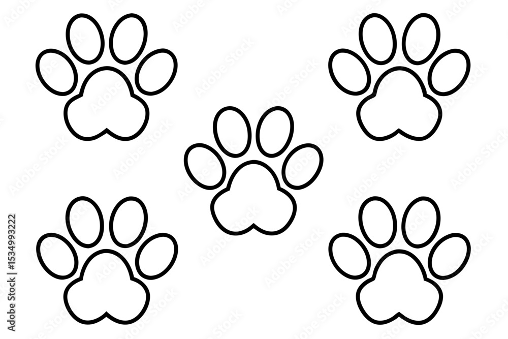 Fototapeta premium Pet Pawprint bandle set Vector Illustrations