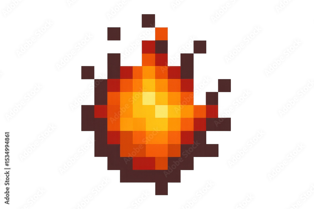 Obraz premium Pixelated fire burning brightly with a transparent background, suitable for various creative projects