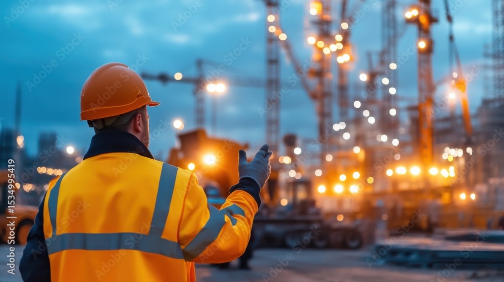 Construction Site Supervisor: A dedicated construction site supervisor, clad in a safety vest and hard hat. Construction Site Supervisor: A dedicated construction site supervisor, clad in a safety vest and hard hat.