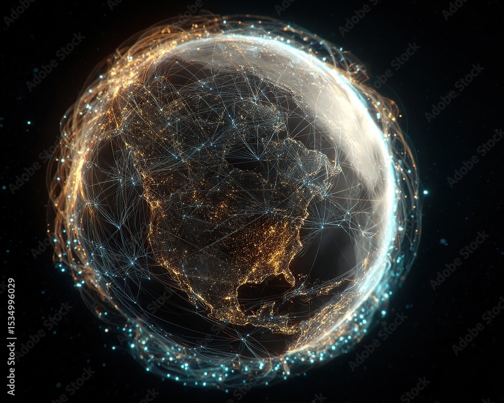 Obraz premium Global Network Earth. (3)