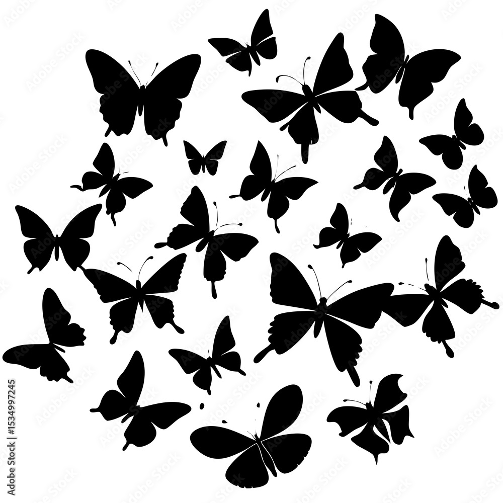 Fototapeta premium butterflies silhouettes set