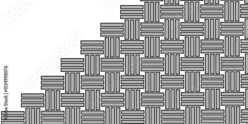 Gray Weave Pattern Showing Repetition Useful as Background. Minimal line Seamless geometric pattern with shapes. Decoration and maze ornament square wall tile. grey rattan weave texture background.