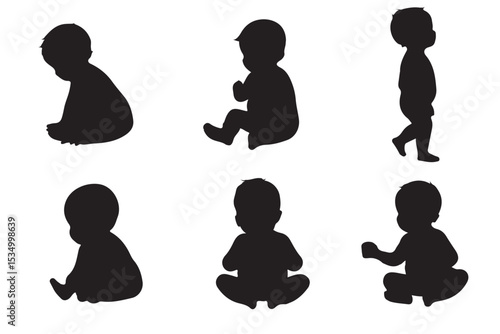 Baby collection silhouette, Baby activity silhouette . Good use for logo or symbol your company. Easy to edit or change color. 