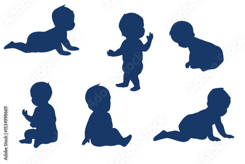 Baby collection silhouette, Baby activity silhouette . Good use for logo or symbol your company. Easy to edit or change color. 