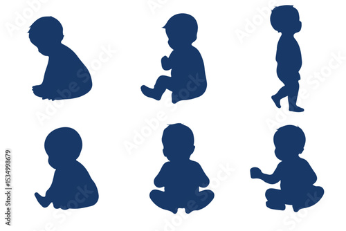 Baby collection silhouette, Baby activity silhouette . Good use for logo or symbol your company. Easy to edit or change color. 