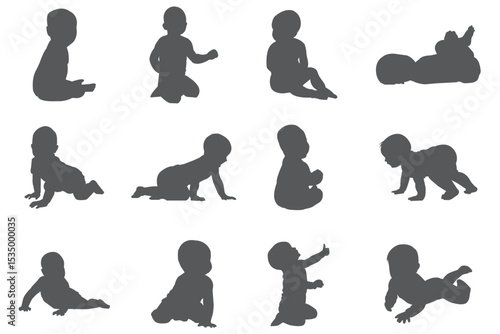 Tiny Hands, Big Heart Baby Silhouette Designs . Baby Crawling EPS Bundle; Baby Dancing. 