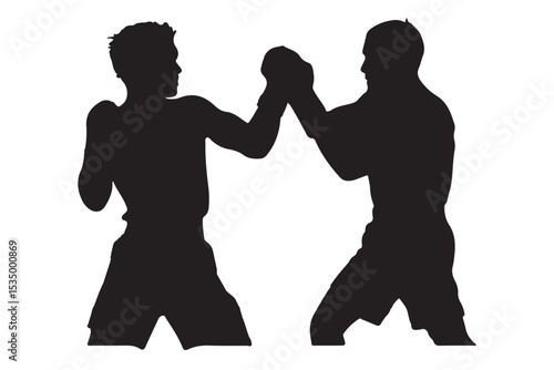 Boxer Silhouette Vector Set Isolated On White Background Boxing Poses And Victory Expressions Sports Training . EPS 10