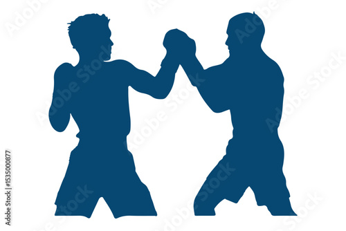 Boxer Silhouette Vector Set Isolated On White Background Boxing Poses And Victory Expressions Sports Training . EPS 10