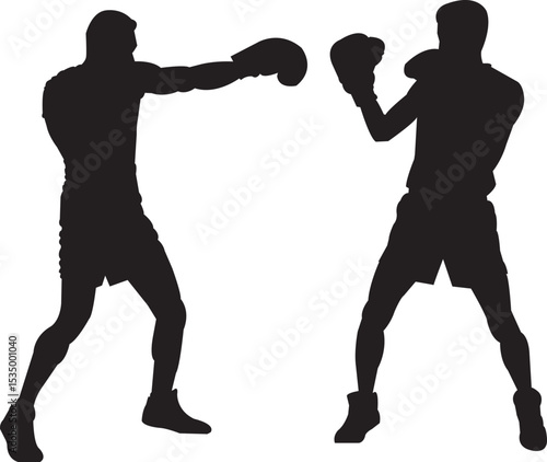 Boxing silhouette, Double Boxing set box icon, Boxing illustration, silhouette, set icon, silhouette, Boxer dogs icon . EPS 10
