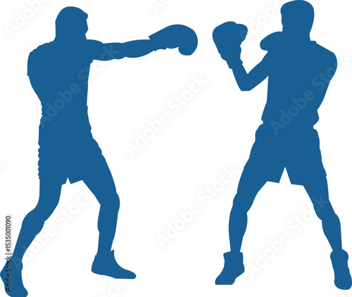 Boxing silhouette, Double Boxing set box icon, Boxing illustration, silhouette, set icon, silhouette, Boxer dogs icon . EPS 10