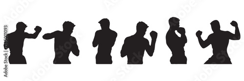 Boxing silhouette, Double Boxing set box icon, Boxing illustration, silhouette, set icon, silhouette, Boxer dogs icon . EPS 10