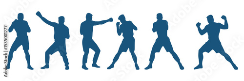 Double Boxing set box icon, Boxing illustration . Set of silhouettes of boxer fighting .   EPS 10 