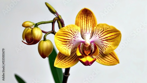 Stunning Yellow Orchid on White - Copy Space Design