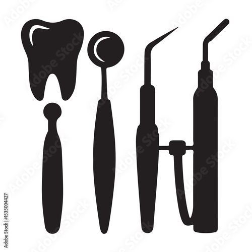 Isolated set of metal screwdriver tools with various bits and a black handle, a versatile equipment for work Dental