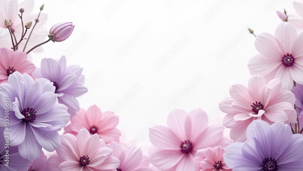 Fototapeta premium pink flowers border