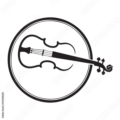 An antique wooden classical string instrument, a violin with its bow, is isolated on a white background, perfect for musical illustrations