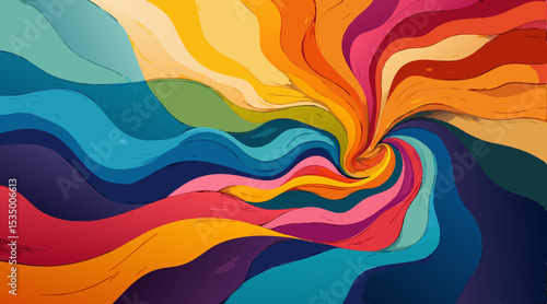 Vector abstract background of swirling vibrant shapes symbolizing freedom and human rights with copy space