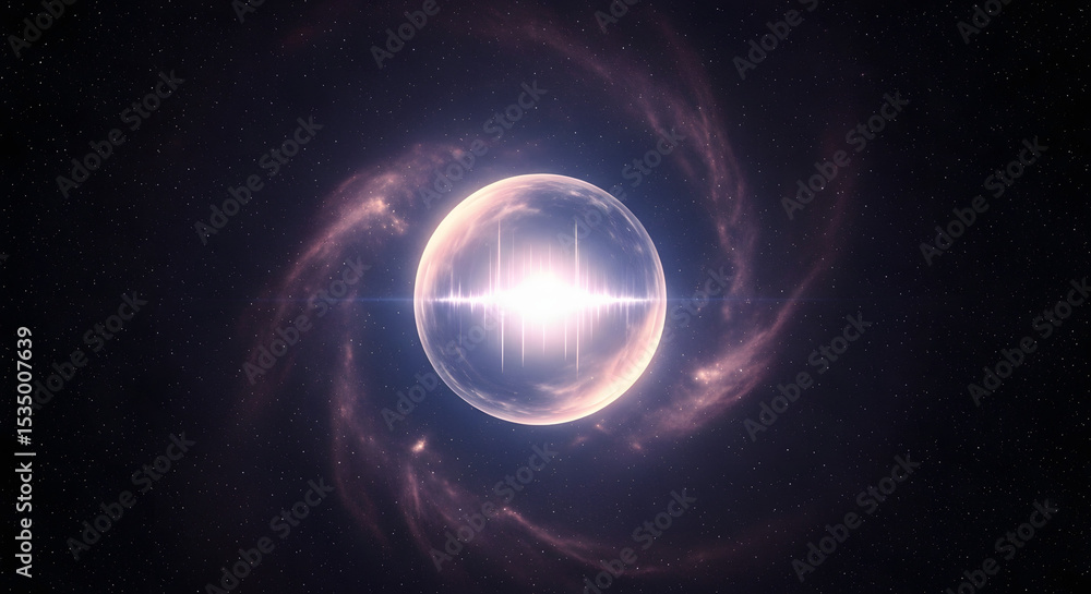 Fototapeta premium Luminous Orb Pulsing in Grainy Space