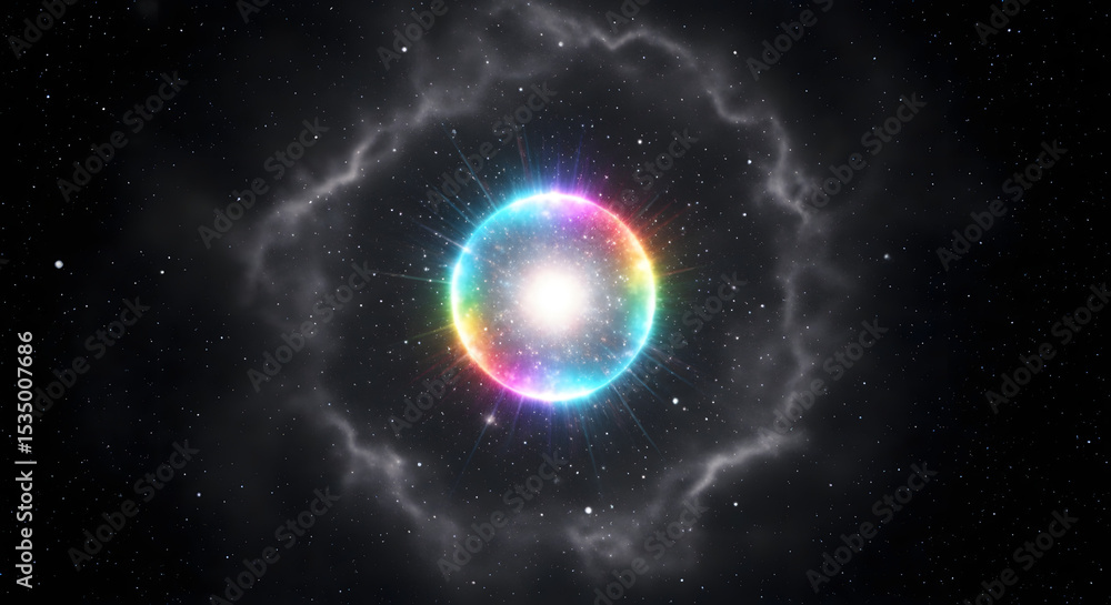 Fototapeta premium Luminous Orb Pulsing in Grainy Space