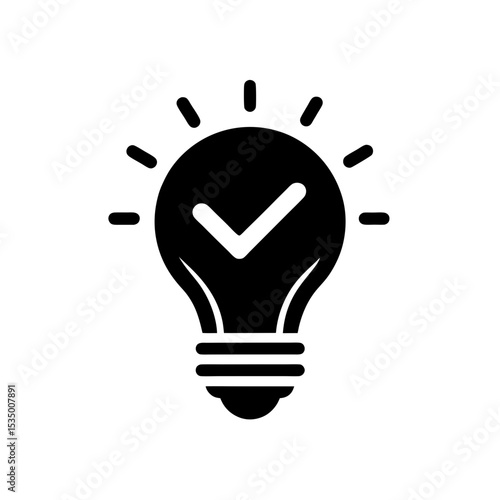 idea bulb with check mark icon on white background.svg
