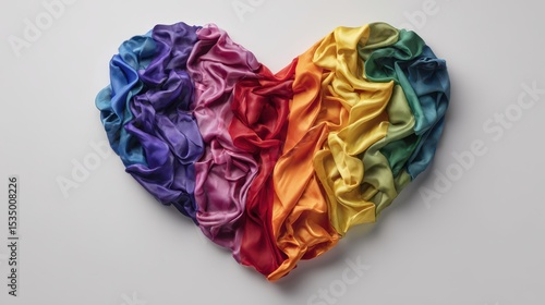 A collage of different pride flags (LGBTQ+, lesbian, bi, trans, ace, pan, nonbinary) forming a heart shape on a clean white background 
