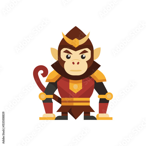Flat and Minimal cartoon monkey icon vector illustration