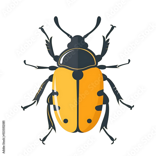 Stylized beetle illustration representing nature and biodiversity on white background