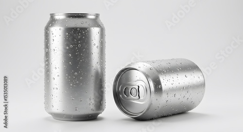 Wallpaper Mural Two Aluminum Soda Cans with Water Droplets - Cold Drink, Refreshment, Mockup Torontodigital.ca