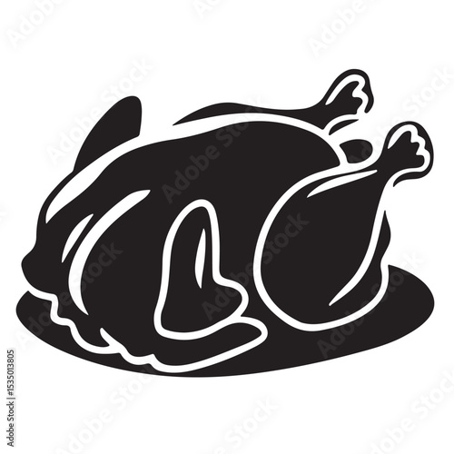 Black chiken vector animal silhouette illustration