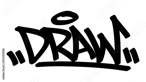 Graffiti tag “Draw” in bold street handstyle. Urban vector lettering with creative, artistic energy—perfect for art merch, visual storytelling, and design-inspired street graphics.
