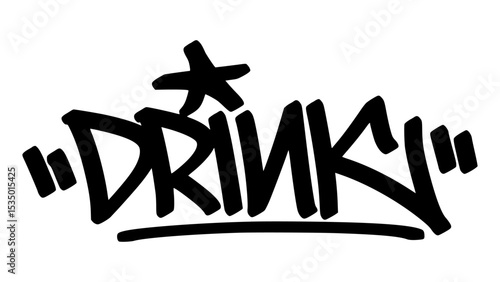 Graffiti tag “Drink” in bold street handstyle. Urban vector lettering with refreshing, energetic vibe—perfect for beverage branding, lifestyle merch, and street-style visual themes.
