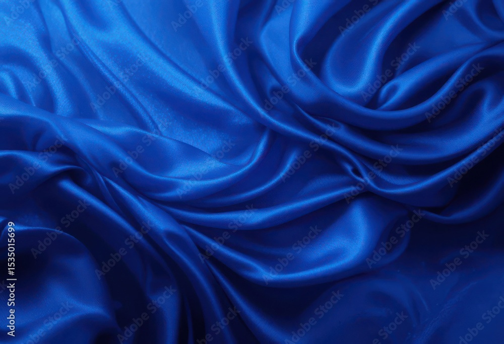 Obraz premium Luxurious Blue Satin Drapes Gentle Ripples of Soft Light and Shadow
