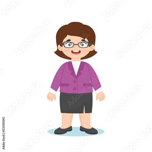Cute girl teacher. Professions. Vector illustration in flat cartoon style