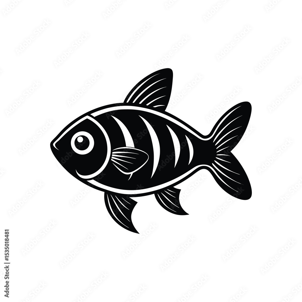 Naklejka premium Minimal cartoon fish icon vector illustration