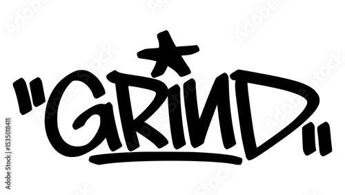Graffiti tag “Grind” in bold street handstyle. Urban vector lettering with gritty and hardworking vibe—ideal for hustle culture, streetwear graphics, and motivational design themes.
