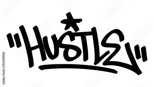 Graffiti tag “Hustle” in bold street handstyle. Urban vector lettering with gritty and ambitious vibe—perfect for grind culture, motivation themes, and bold streetwear-style graphics.
