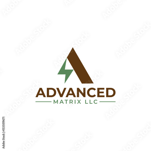 Design Logo letter A lightning ,Advanced Matrix LLC suistable for energy electric nature element vector editable 