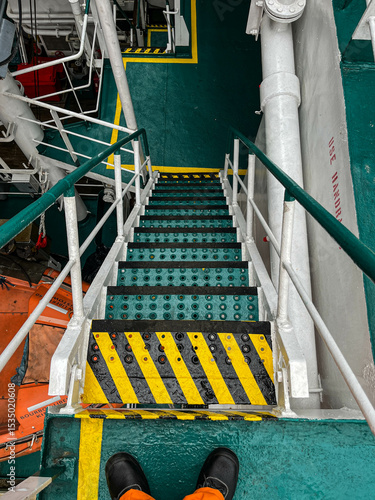 Tableau sur toile The ladder between external decks on board of the ship