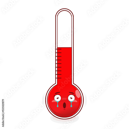 thermometer scared face cartoon cute