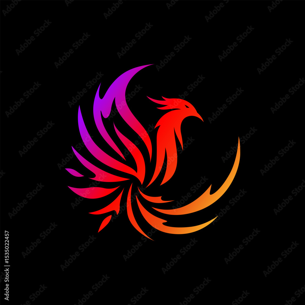 Fototapeta premium Phoenix Logo Illustration Design Template gold red blue
