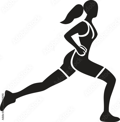 Silhouette of a woman running in athletic pose vector illustration