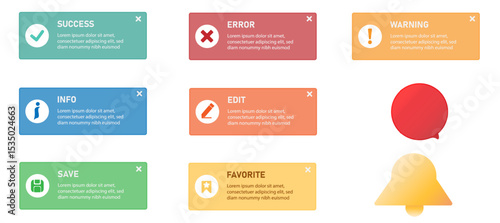 Notification and Action UI Elements Icons application set.
