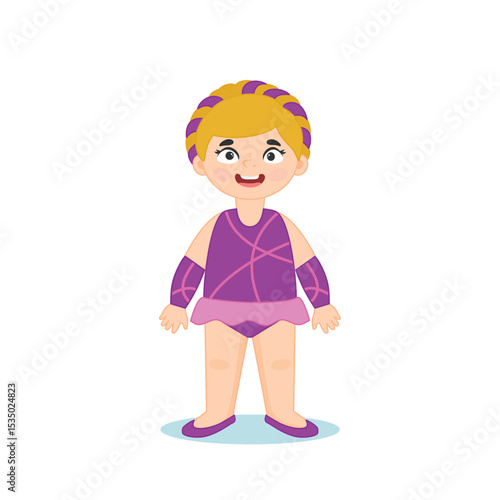 Cute girl gymnast. Vector illustration in cartoon style on a white background