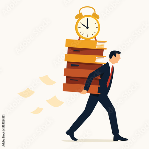 vector worker burdened with work
