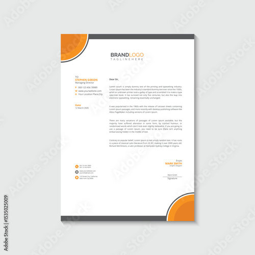 Clean and professional corporate company business letterhead template