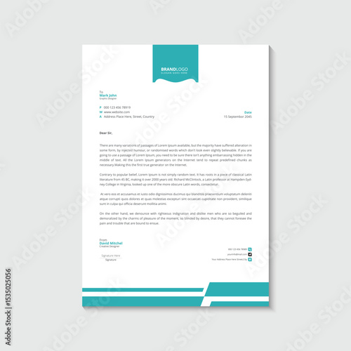 Clean and professional corporate company business letterhead template