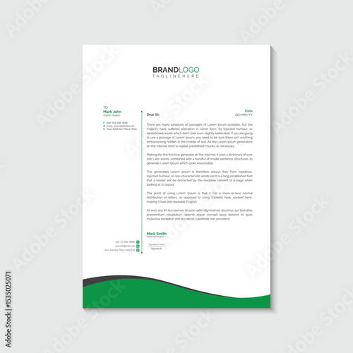 Clean and professional corporate company business letterhead template